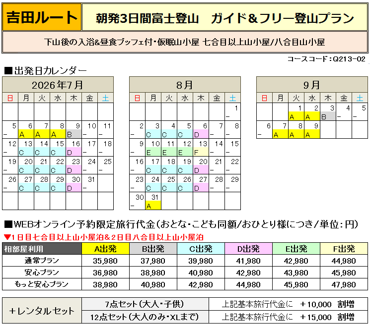 東京発ゆっくり昼発3日間富士登山ツアー