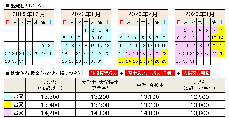 富士急ハイランドの夜行日帰りバスツアー関西発 大阪 京都発