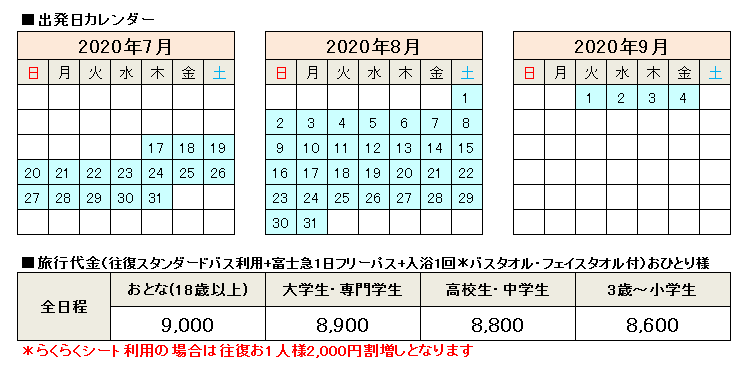 関東夜発富士急ハイランドツアー 往復バス 富士急ハイランドフリーパス 特典