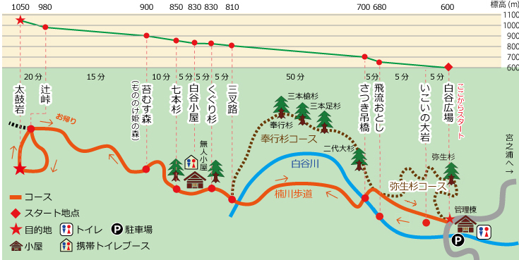 A．白谷雲水峡・苔むすの森・太鼓岩トレッキング3日間