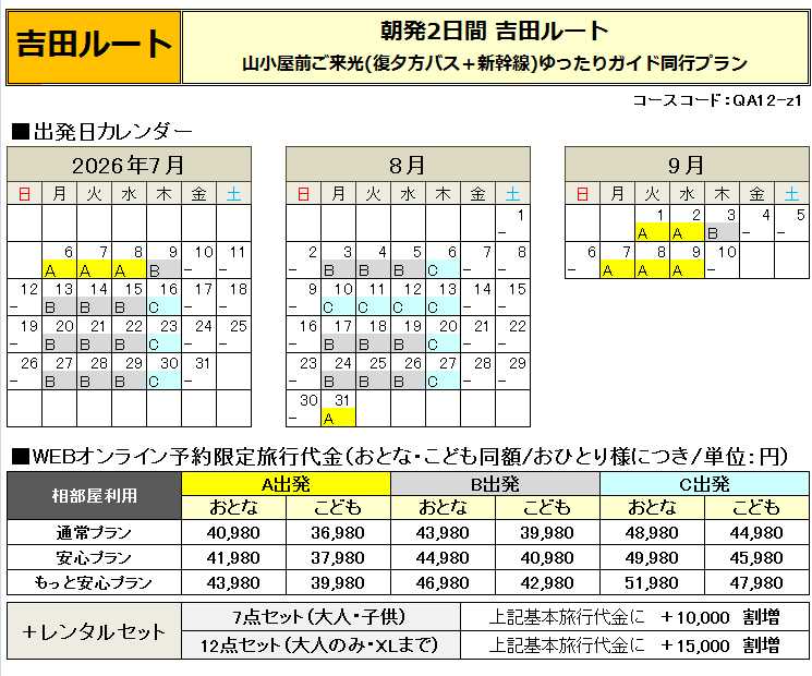 旅行代金について