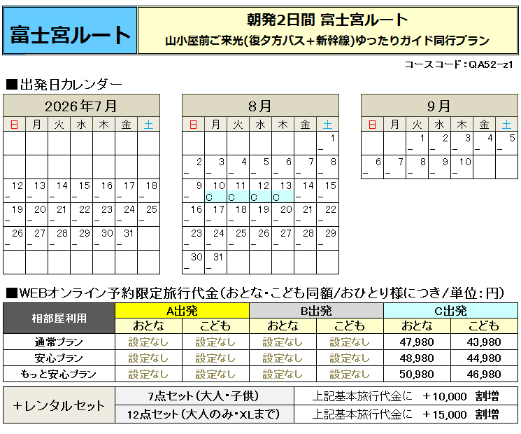 旅行代金について