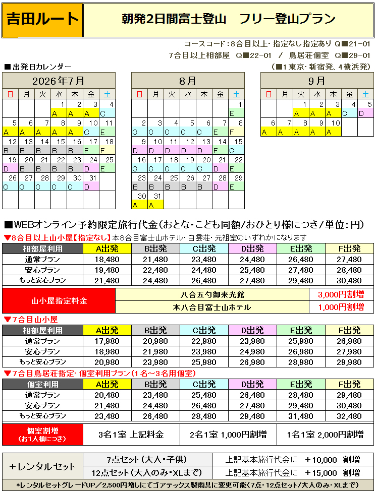 朝発吉田フリー富士登山