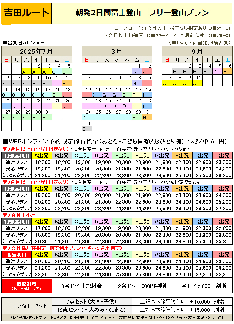 朝発吉田フリー富士登山