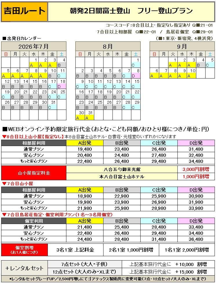 朝発吉田フリー富士登山