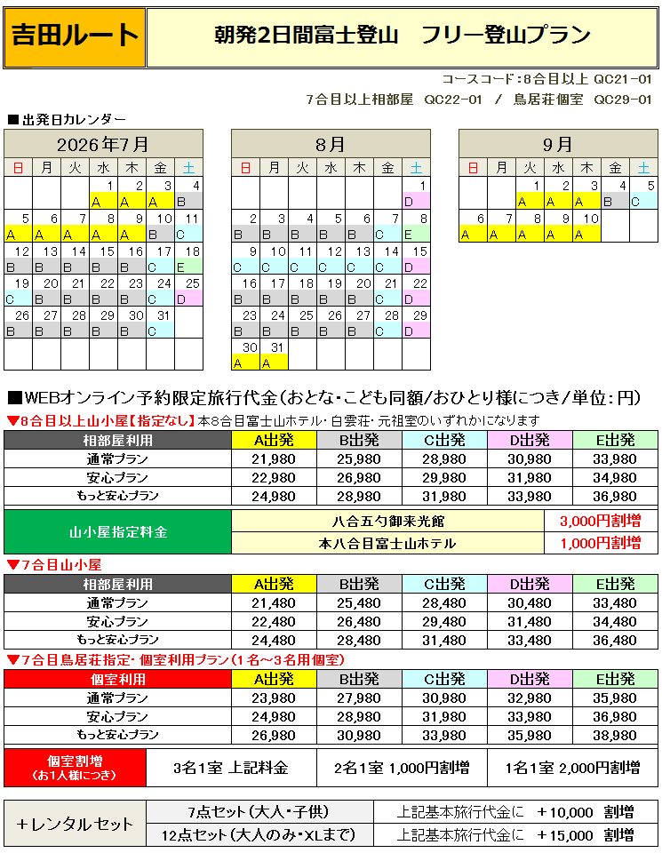 朝発吉田フリー富士登山