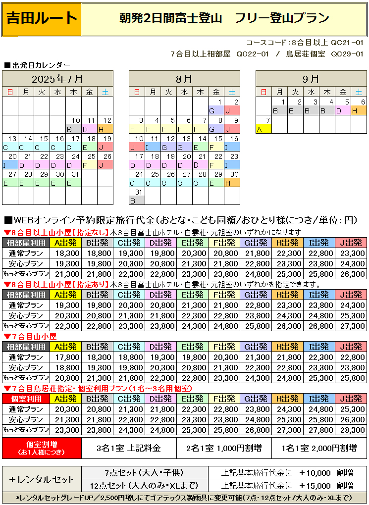 朝発吉田フリー富士登山